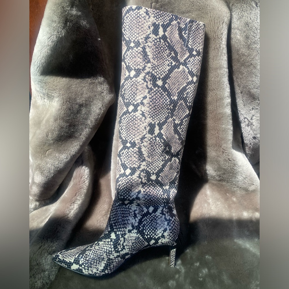 Brand BCBG snake print knee high boots